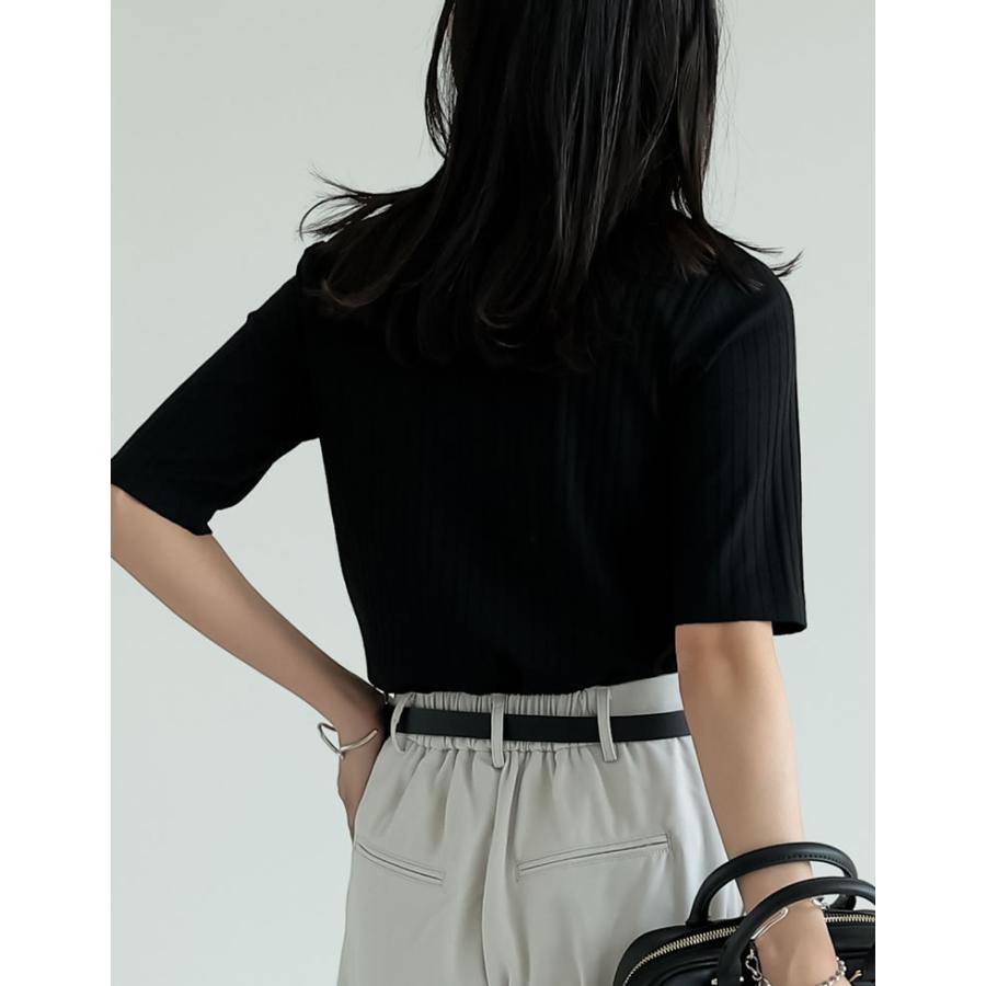 Tシャツ レディース トップス リブカットソー 汗染み防止 汗ジミ 汗じみ 吸水速乾 撥水加工 半袖 2025春夏[mb] | Re:EDIT | 16