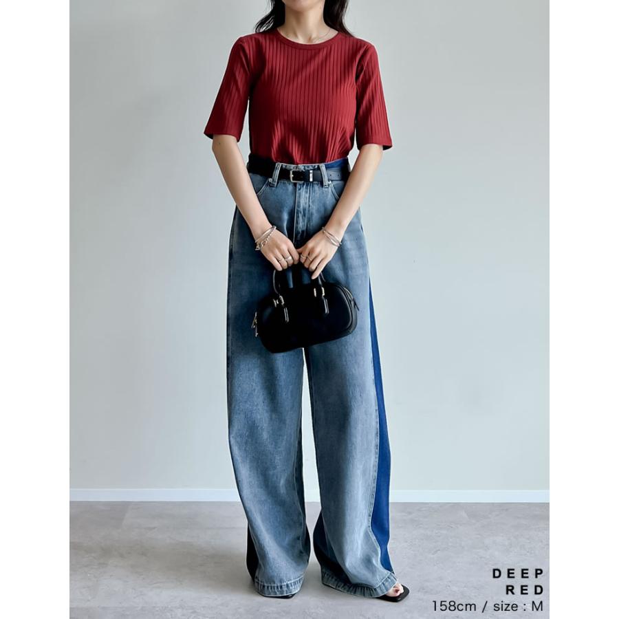 Tシャツ レディース トップス リブカットソー 汗染み防止 汗ジミ 汗じみ 吸水速乾 撥水加工 半袖 2025春夏[mb] | Re:EDIT | 17