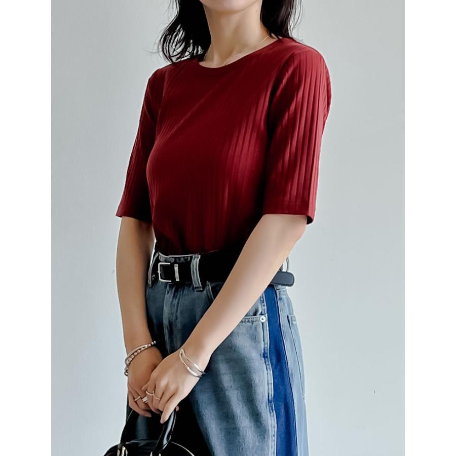 Tシャツ レディース トップス リブカットソー 汗染み防止 汗ジミ 汗じみ 吸水速乾 撥水加工 半袖 2025春夏[mb] | Re:EDIT | 18