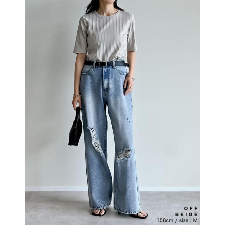 Tシャツ レディース トップス リブカットソー 汗染み防止 汗ジミ 汗じみ 吸水速乾 撥水加工 半袖 2025春夏[mb] | Re:EDIT | 19