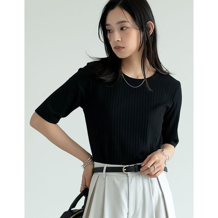 Tシャツ レディース トップス リブカットソー 汗染み防止 汗ジミ 汗じみ 吸水速乾 撥水加工 半袖 2025春夏[mb] | Re:EDIT | 06