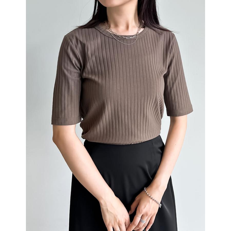 Tシャツ レディース トップス リブカットソー 汗染み防止 汗ジミ 汗じみ 吸水速乾 撥水加工 半袖 2025春夏[mb] | Re:EDIT | 09