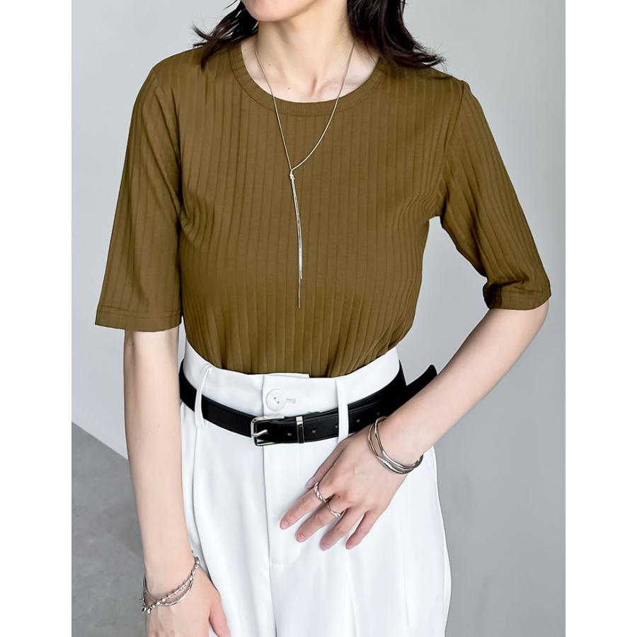 Tシャツ レディース トップス リブカットソー 汗染み防止 汗ジミ 汗じみ 吸水速乾 撥水加工 半袖 2025春夏[mb] | Re:EDIT | 10