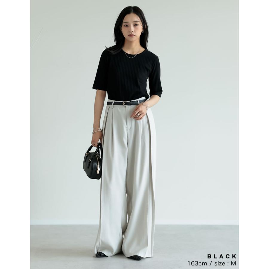 Tシャツ レディース トップス リブカットソー 汗染み防止 汗ジミ 汗じみ 吸水速乾 撥水加工 半袖 2025春夏[mb] | Re:EDIT | 14