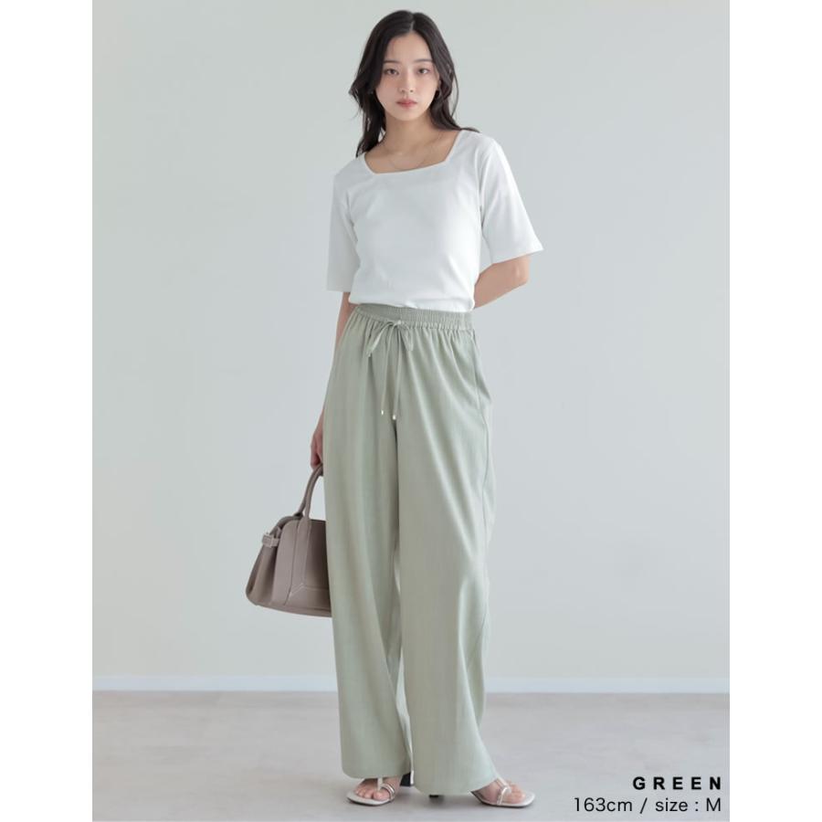 ワイドパンツ レディース パンツ 低身長 高身長 イージーパンツ ドロスト セットアップ対応 ポケットあり 新色追加 体型カバー 春夏 | Re:EDIT | 17