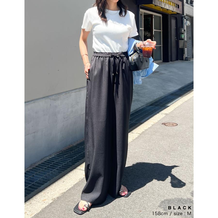 ワイドパンツ レディース パンツ 低身長 高身長 イージーパンツ ドロスト セットアップ対応 ポケットあり 新色追加 体型カバー 春夏 | Re:EDIT | 19