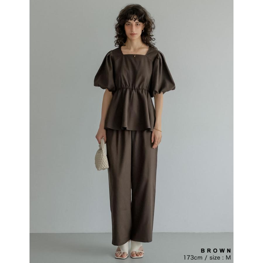 ワイドパンツ レディース パンツ 低身長 高身長 イージーパンツ ドロスト セットアップ対応 ポケットあり 新色追加 体型カバー 春夏 | Re:EDIT | 21
