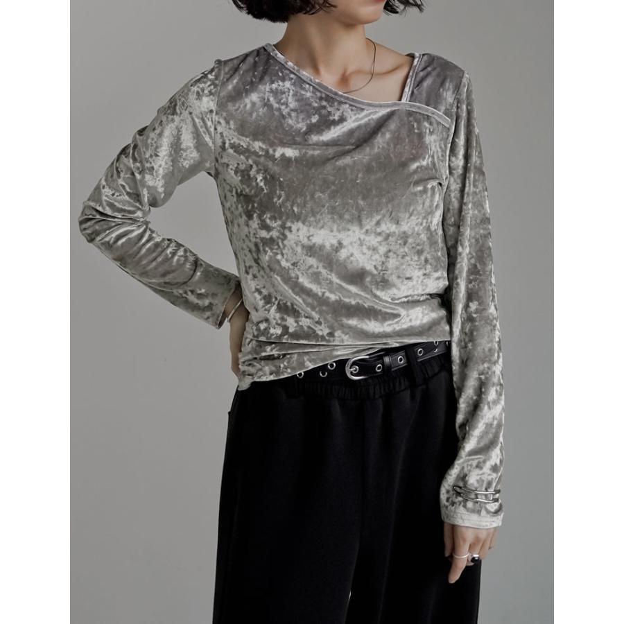 アシメトップス Tシャツ カットソー トップス レディース ベロアトップス レイヤード インナー 長袖 2025秋冬[mb] | Re:EDIT | 07