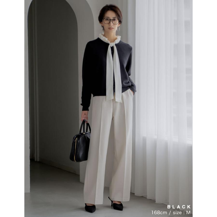 カーディガン トップス ニット 長袖 レディース 8色 M/L カラーニット クルーネック 配色 アルパカタッチ 暖かい 防寒 2025秋冬 | Re:EDIT | 11