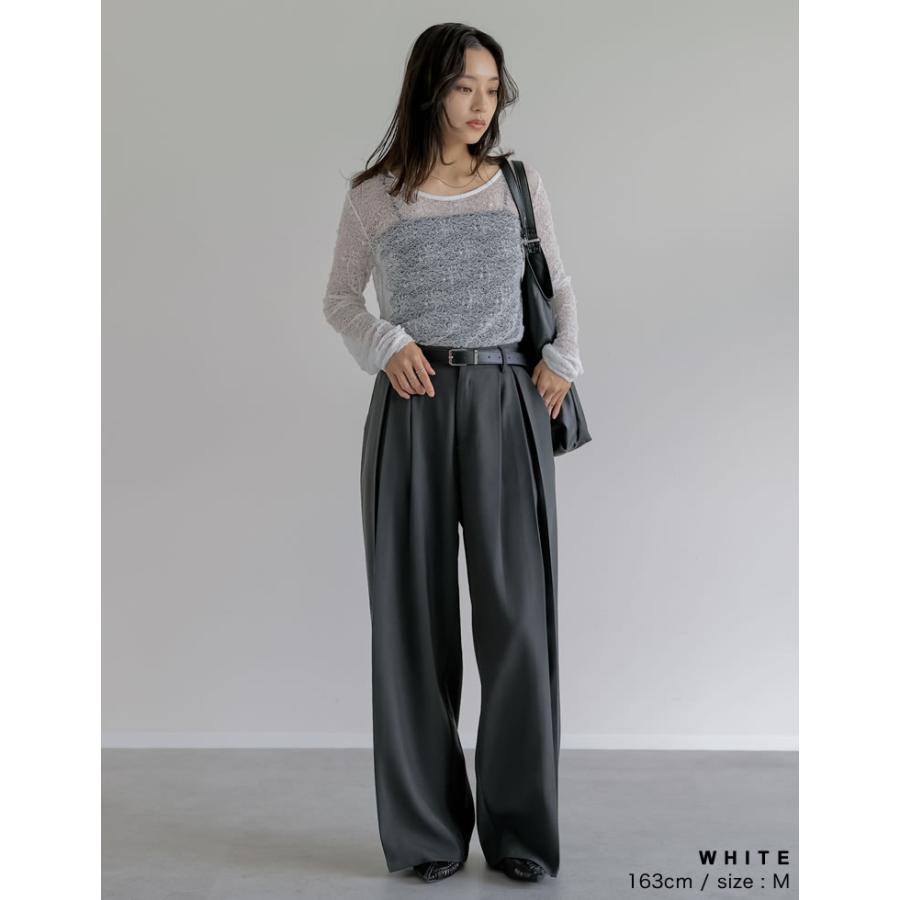 トップス レディース レーストップス シアーレース 長袖 レイヤード 伸縮性 ストレッチ オフィスカジュアル 通勤 2025秋冬[mb] | Re:EDIT | 16