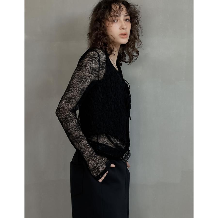 トップス レディース レーストップス シアーレース 長袖 レイヤード 伸縮性 ストレッチ オフィスカジュアル 通勤 2025秋冬[mb] | Re:EDIT | 05