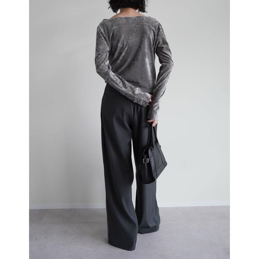 トップス カットソー 長袖 レディース 4色 M/L ベロア ドレープ フロッキー シアー ロンT メッシュ レイヤード 重ね着 2025秋冬[mb] | Re:EDIT | 15