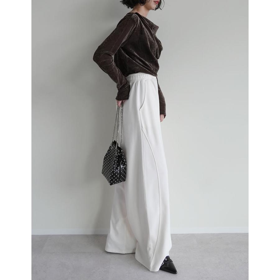 トップス カットソー 長袖 レディース 4色 M/L ベロア ドレープ フロッキー シアー ロンT メッシュ レイヤード 重ね着 2025秋冬[mb] | Re:EDIT | 18