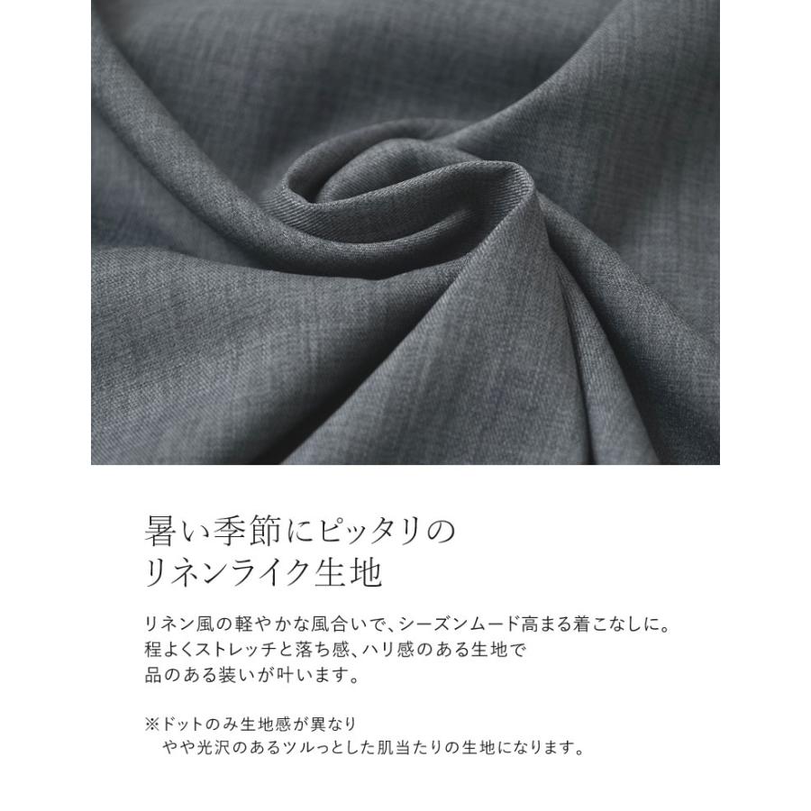 ワンピース ロング丈 レディース 4色 低身長 ノースリーブ ギャザー ドット柄 丸首 クルーネック 春夏 | Re:EDIT | 10
