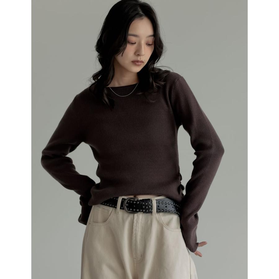 ニット トップス 長袖 レディース 8色 M/L セーター クルーネック 丸首 静電気防止 ストレッチ 伸縮性 オフィスカジュアル 秋冬 | Re:EDIT | 19