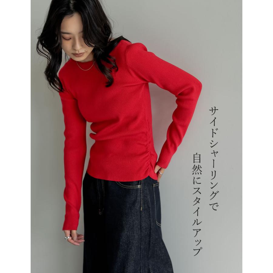 ニット トップス 長袖 レディース 8色 M/L セーター クルーネック 丸首 静電気防止 ストレッチ 伸縮性 オフィスカジュアル 秋冬 | Re:EDIT | 09
