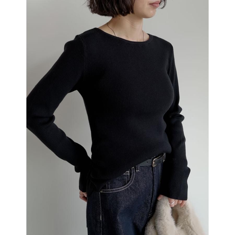 ニット トップス 長袖 レディース 8色 M/L セーター クルーネック 丸首 静電気防止 ストレッチ 伸縮性 オフィスカジュアル 秋冬 | Re:EDIT | 15