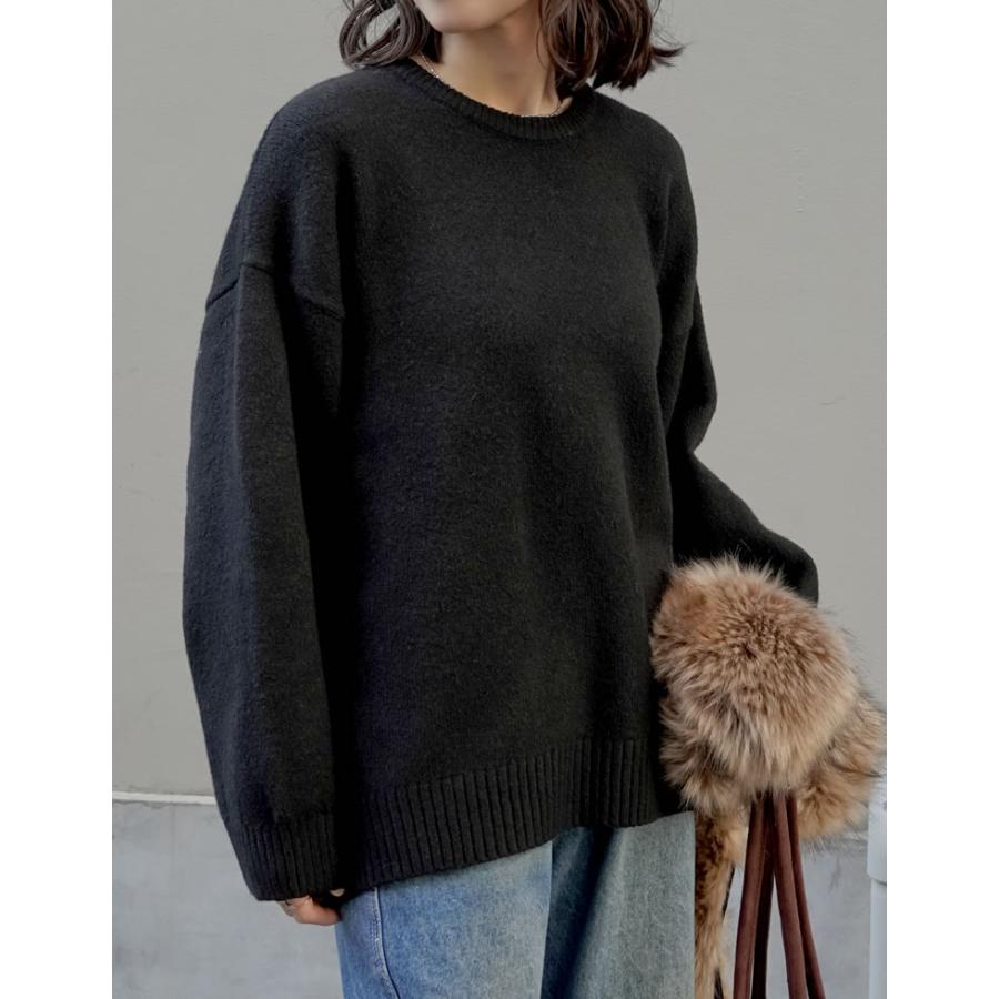ニット トップス レディース 4色 M/L セーター 長袖 ミックスニット クルーネック 防寒 体型カバー 秋冬 | Re:EDIT | 06