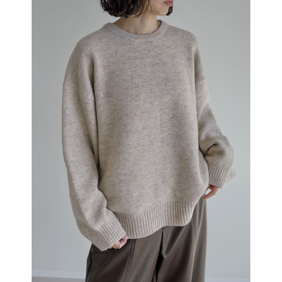ニット トップス レディース 4色 M/L セーター 長袖 ミックスニット クルーネック 防寒 体型カバー 秋冬 | Re:EDIT | 08
