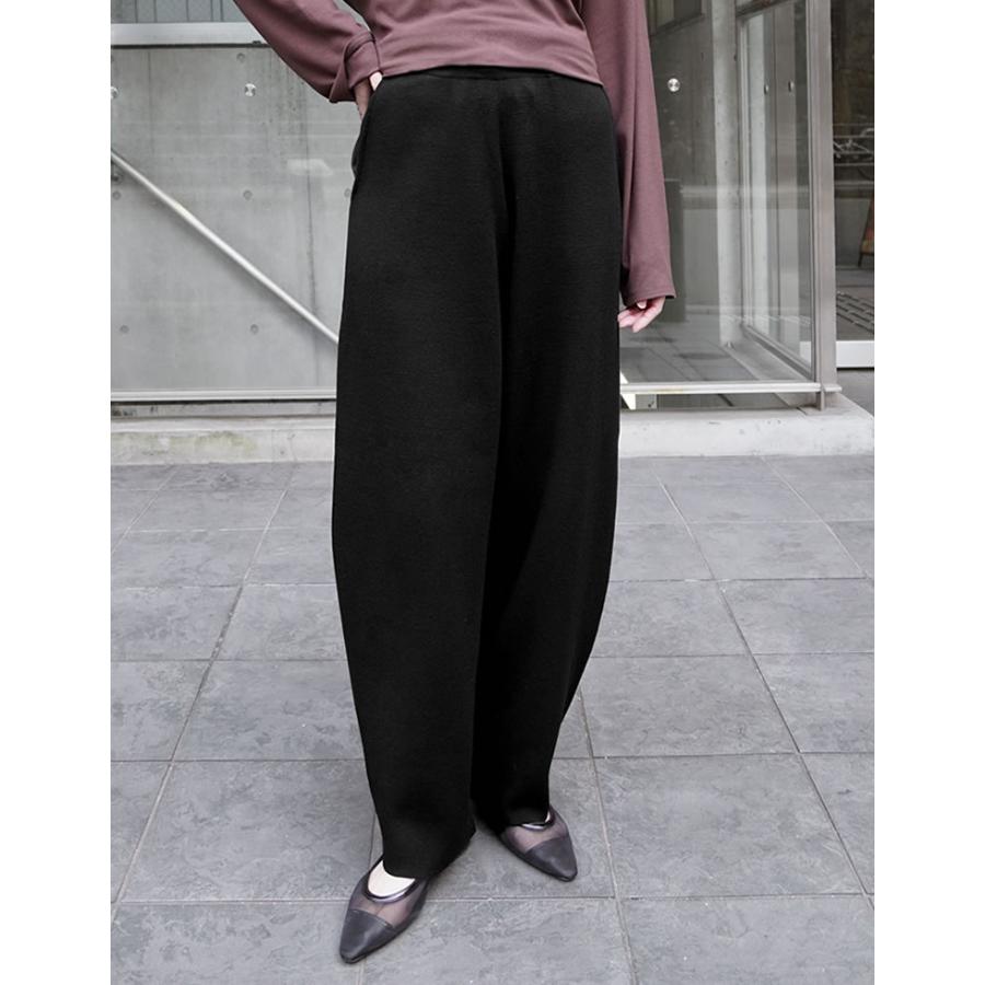 パンツ レディース カーブパンツ バレルパンツ 低身長 高身長 ニットパンツ 体型カバー ウエスト総ゴム ポケットあり 洗える 2026秋冬 | Re:EDIT | 14