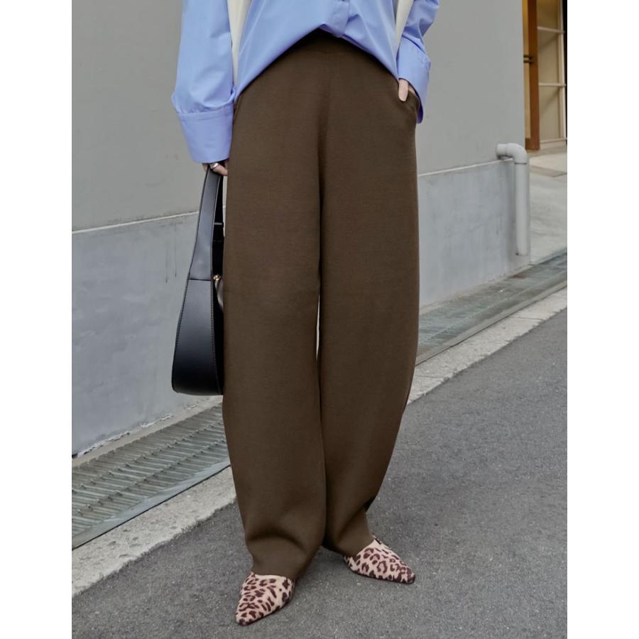 パンツ レディース カーブパンツ バレルパンツ 低身長 高身長 ニットパンツ 体型カバー ウエスト総ゴム ポケットあり 洗える 2026秋冬 | Re:EDIT | 16