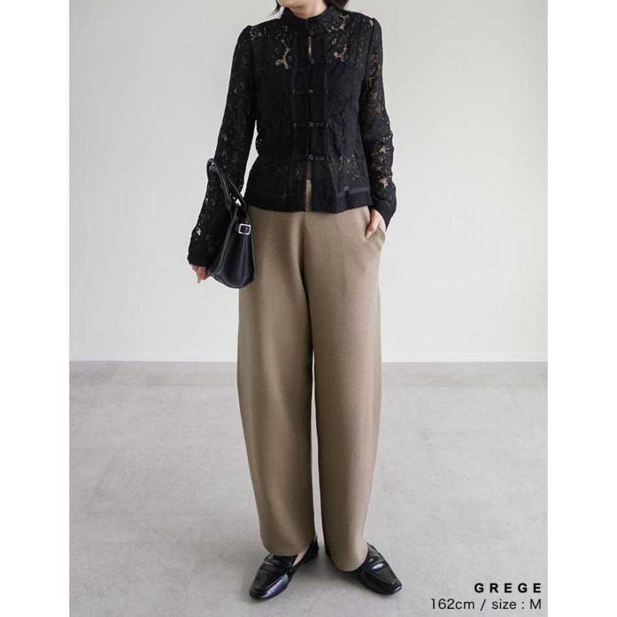 パンツ レディース カーブパンツ バレルパンツ 低身長 高身長 ニットパンツ 体型カバー ウエスト総ゴム ポケットあり 洗える 2026秋冬 | Re:EDIT | 18
