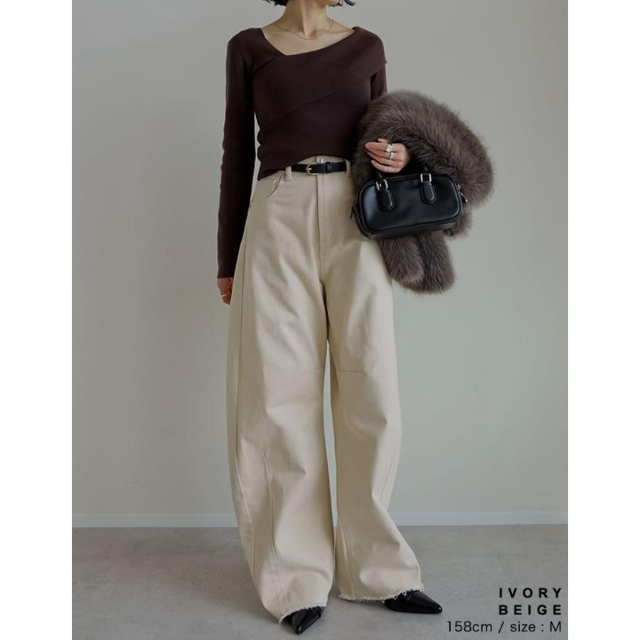 Re:EDIT（リエディ） バレルレッグ パンツ レディース 3色 低身長 高