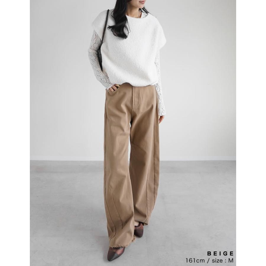 パンツ レディース カーブパンツ 低身長 高身長 バレルパンツ カツラギ ウエストバックゴム ポケットあり 綿100％ 2026春夏 | Re:EDIT | 17