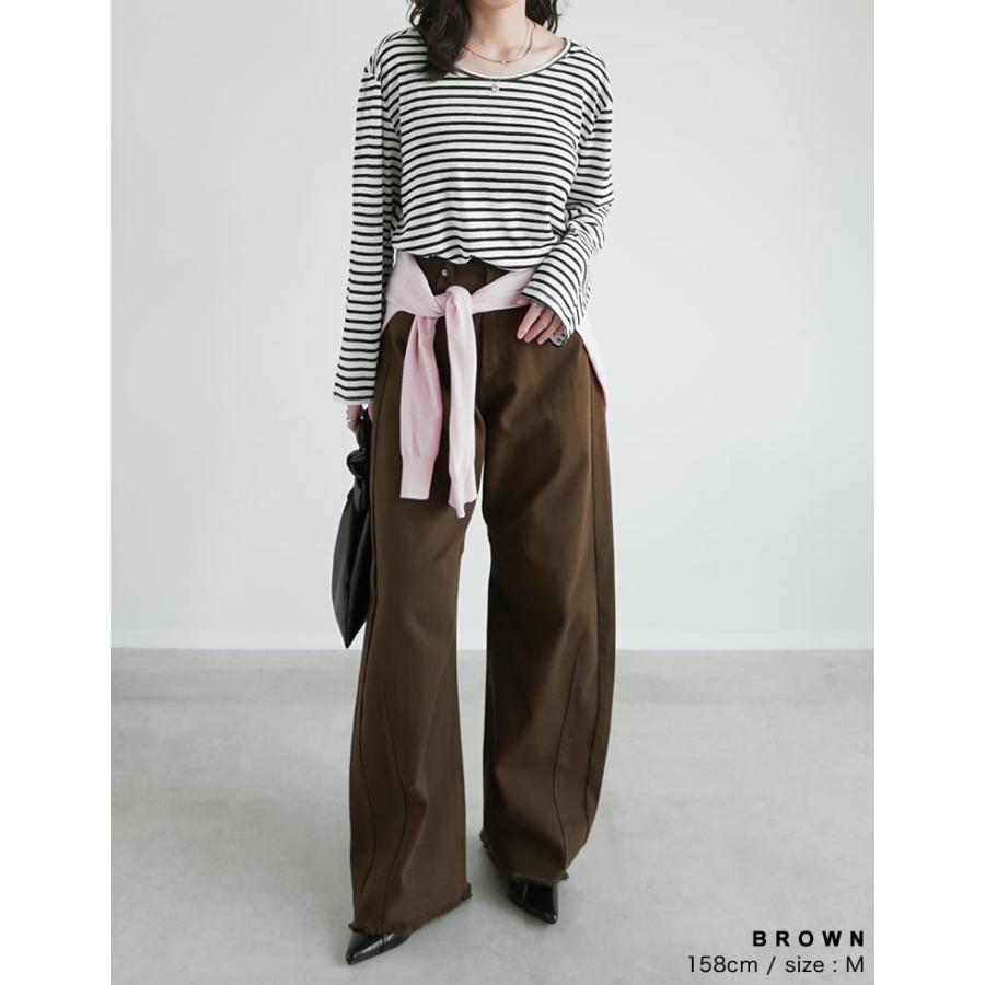 パンツ レディース カーブパンツ 低身長 高身長 バレルパンツ カツラギ ウエストバックゴム ポケットあり 綿100％ 2026春夏 | Re:EDIT | 18