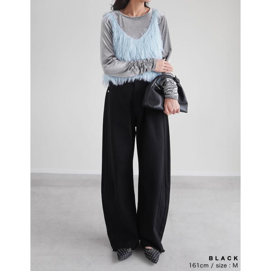 パンツ レディース カーブパンツ 低身長 高身長 バレルパンツ カツラギ ウエストバックゴム ポケットあり 綿100％ 2026春夏 | Re:EDIT | 20