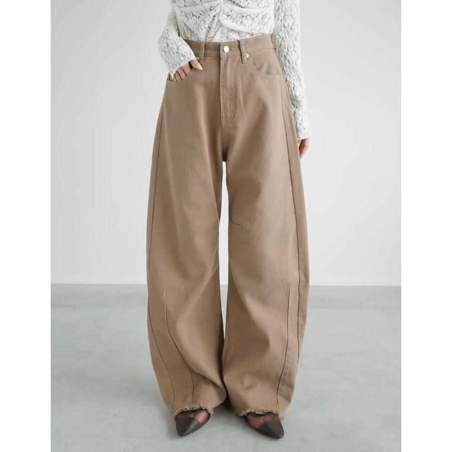 パンツ レディース カーブパンツ 低身長 高身長 バレルパンツ カツラギ ウエストバックゴム ポケットあり 綿100％ 2026春夏 | Re:EDIT | 05