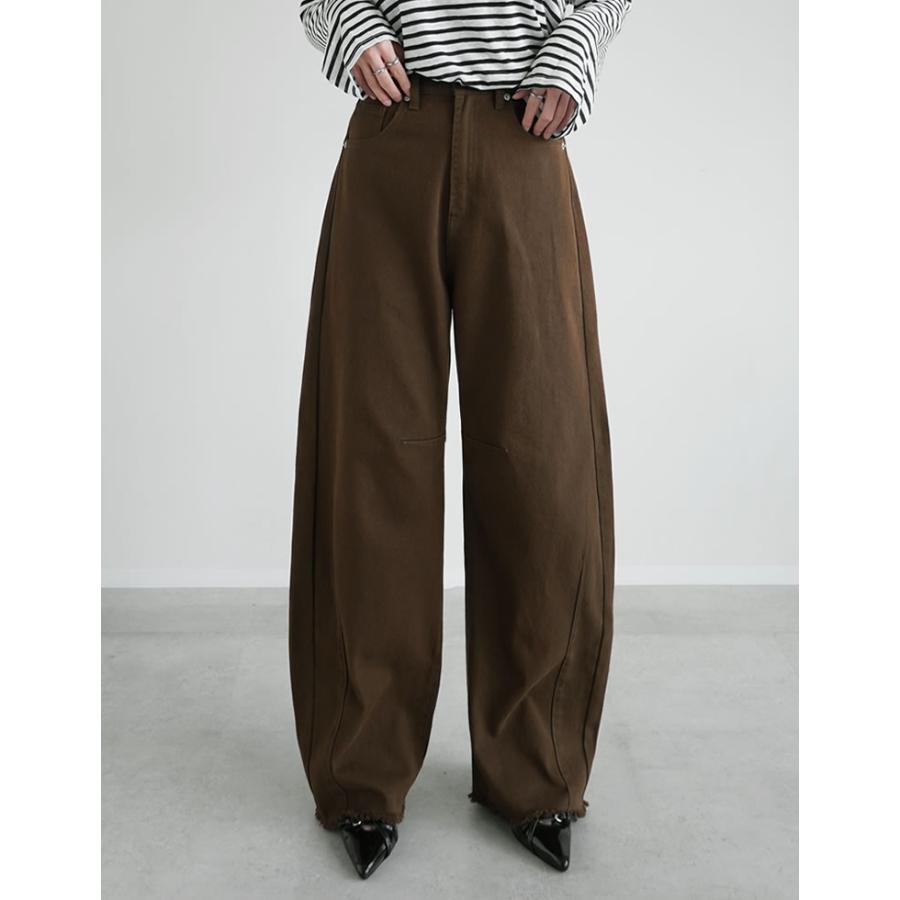 パンツ レディース カーブパンツ 低身長 高身長 バレルパンツ カツラギ ウエストバックゴム ポケットあり 綿100％ 2026春夏 | Re:EDIT | 06