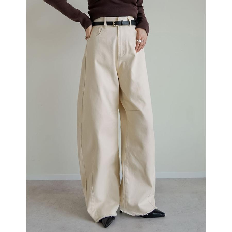 パンツ レディース カーブパンツ 低身長 高身長 バレルパンツ カツラギ ウエストバックゴム ポケットあり 綿100％ 2026春夏 | Re:EDIT | 07