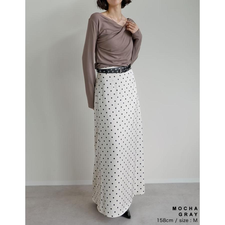 トップス カットソー レディース Tシャツ 長袖 オフショルダー オフショル リブ ロンT ドレープ 新色追加 春夏[mb] | Re:EDIT | 22