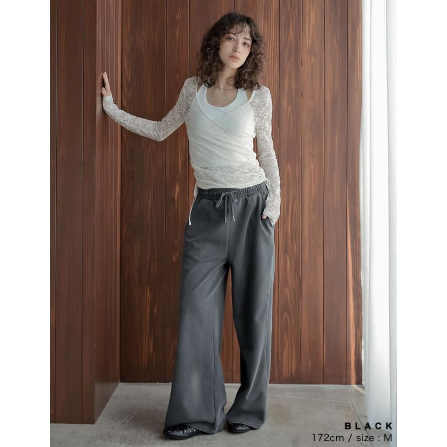 トップス 長袖 レース レディース  ２色 M/L カシュクール 総レース Vネック シアー リボン ギャザー 透け感 重ね着 2025秋冬[mb] | Re:EDIT | 07