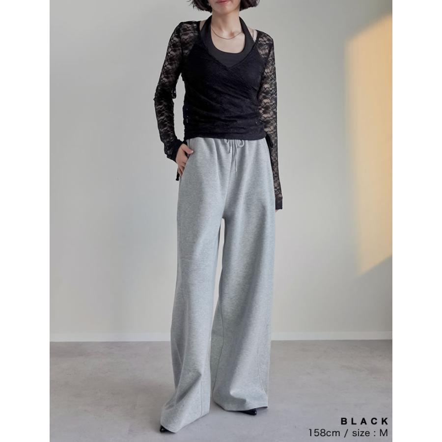 トップス 長袖 レース レディース  ２色 M/L カシュクール 総レース Vネック シアー リボン ギャザー 透け感 重ね着 2025秋冬[mb] | Re:EDIT | 11