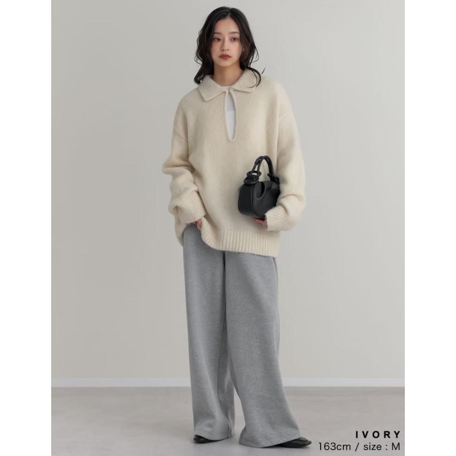 ニット トップス 長袖 レディース 4色 M/L プルオーバー 起毛 カラーニット 2WAY ホック付き 体型カバー ヒップカバー 秋冬 | Re:EDIT | 17