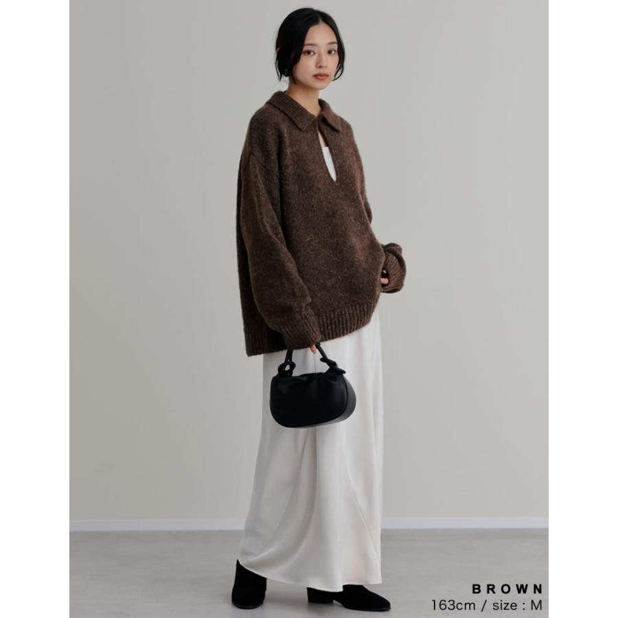 ニット トップス 長袖 レディース 4色 M/L プルオーバー 起毛 カラーニット 2WAY ホック付き 体型カバー ヒップカバー 秋冬 | Re:EDIT | 18