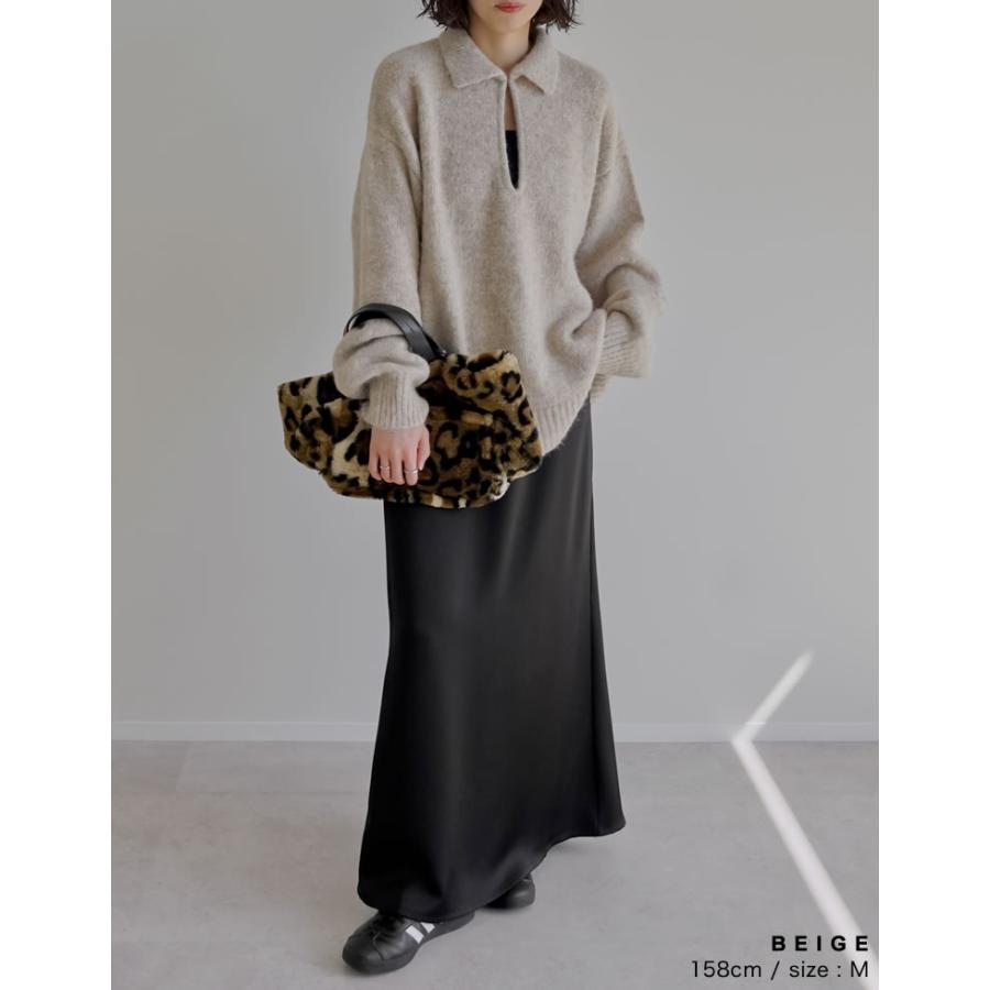 ニット トップス 長袖 レディース 4色 M/L プルオーバー 起毛 カラーニット 2WAY ホック付き 体型カバー ヒップカバー 秋冬 | Re:EDIT | 22