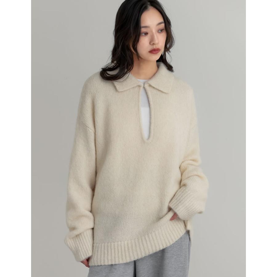 ニット トップス 長袖 レディース 4色 M/L プルオーバー 起毛 カラーニット 2WAY ホック付き 体型カバー ヒップカバー 秋冬 | Re:EDIT | 09