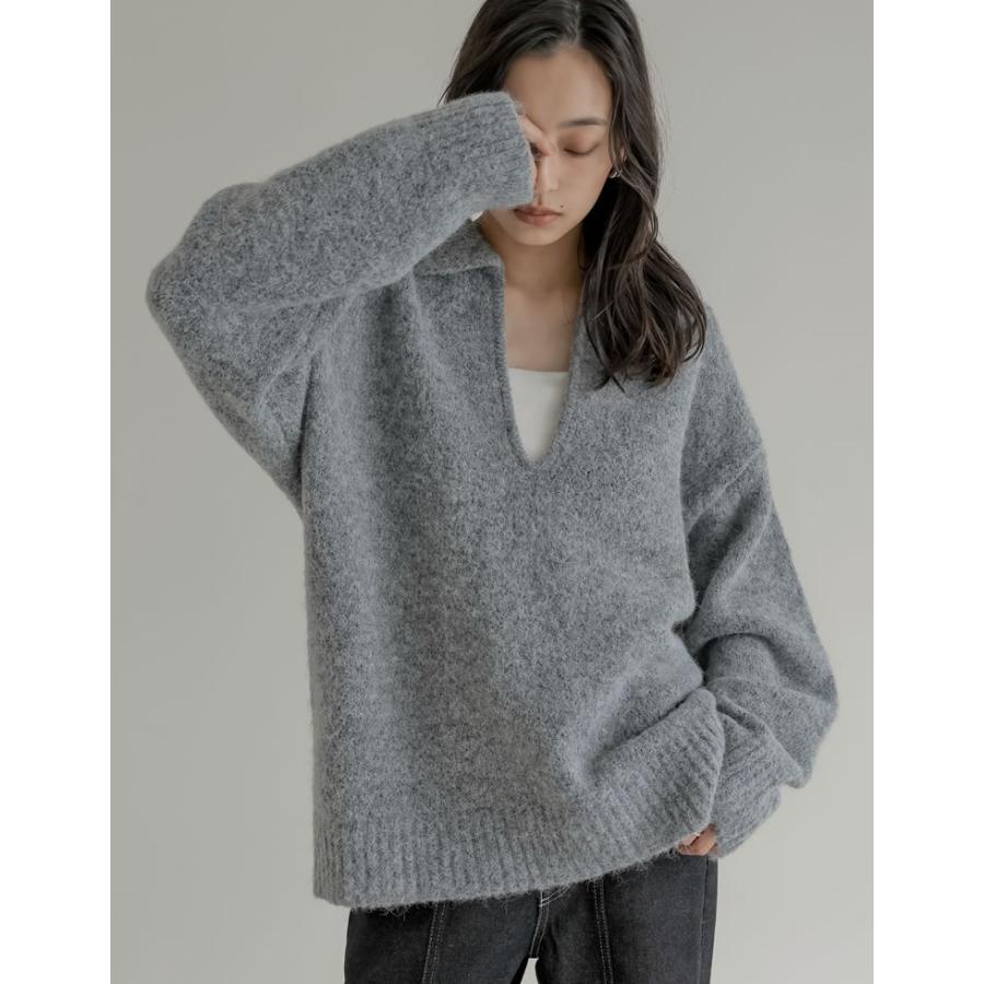 ニット トップス 長袖 レディース 4色 M/L プルオーバー 起毛 カラーニット 2WAY ホック付き 体型カバー ヒップカバー 秋冬 | Re:EDIT | 13