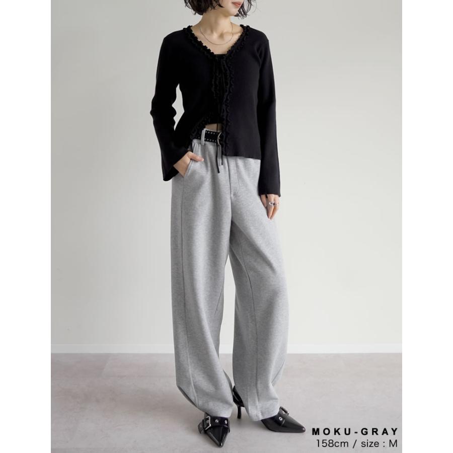 パンツ カーブパンツ ワイドパンツ レディース 2色 低身長 高身長 スウェットパンツ ダンボール 2WAY 洗える 2025秋冬 | Re:EDIT | 18
