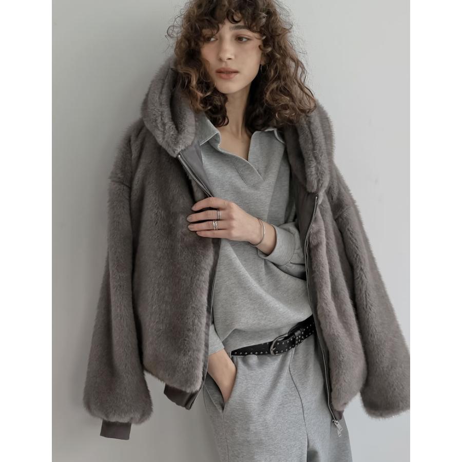 ☆試着のみ☆ リエディ　ファー パーカー ブルゾン アウター もこもこ L Re:EDIT（リエディ） ファーコート ジャケット アウター ブルゾン