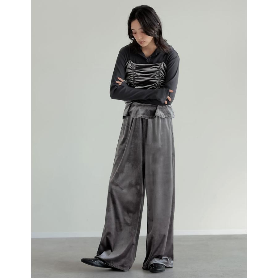 Re:EDIT（リエディ） 【クーポン対象】 パンツ フルレングス ベロア