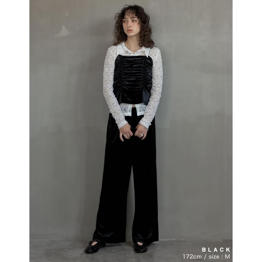トップス キャミソール ビスチェ レディース M/L 4色 新色追加 コルセット風 ベロア 光沢 セットアップ対応 2025秋冬[mb] | Re:EDIT | 14
