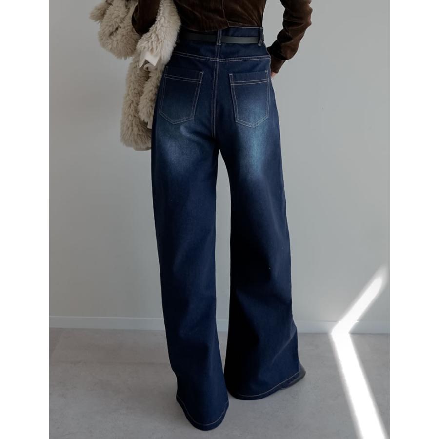 デニム レディース パンツ ワイド 低身長 高身長 ポケット付き バレルレッグ カーブ 体型カバー 秋冬 | Re:EDIT | 13