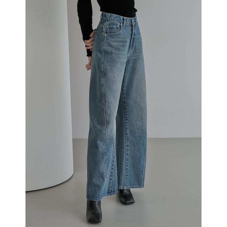 デニム レディース パンツ ワイド 低身長 高身長 ポケット付き バレルレッグ カーブ 体型カバー 秋冬 | Re:EDIT | 17