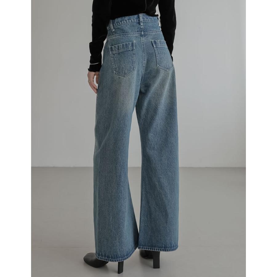 デニム レディース パンツ ワイド 低身長 高身長 ポケット付き バレルレッグ カーブ 体型カバー 秋冬 | Re:EDIT | 18