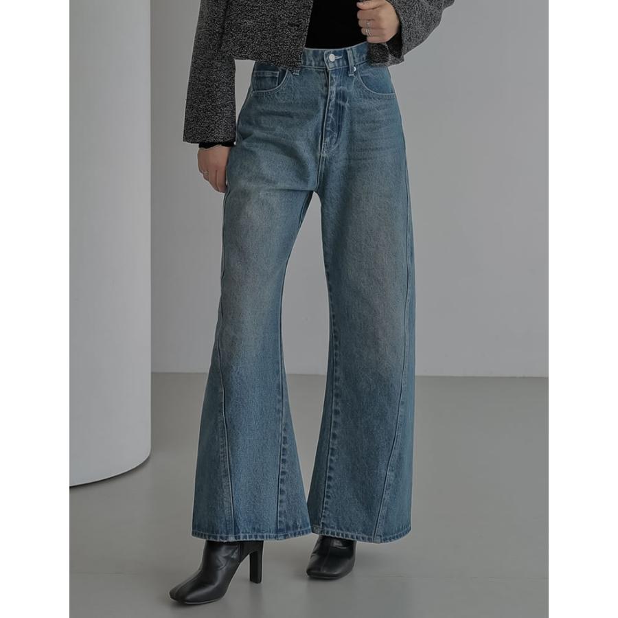 デニム レディース パンツ ワイド 低身長 高身長 ポケット付き バレルレッグ カーブ 体型カバー 秋冬 | Re:EDIT | 03