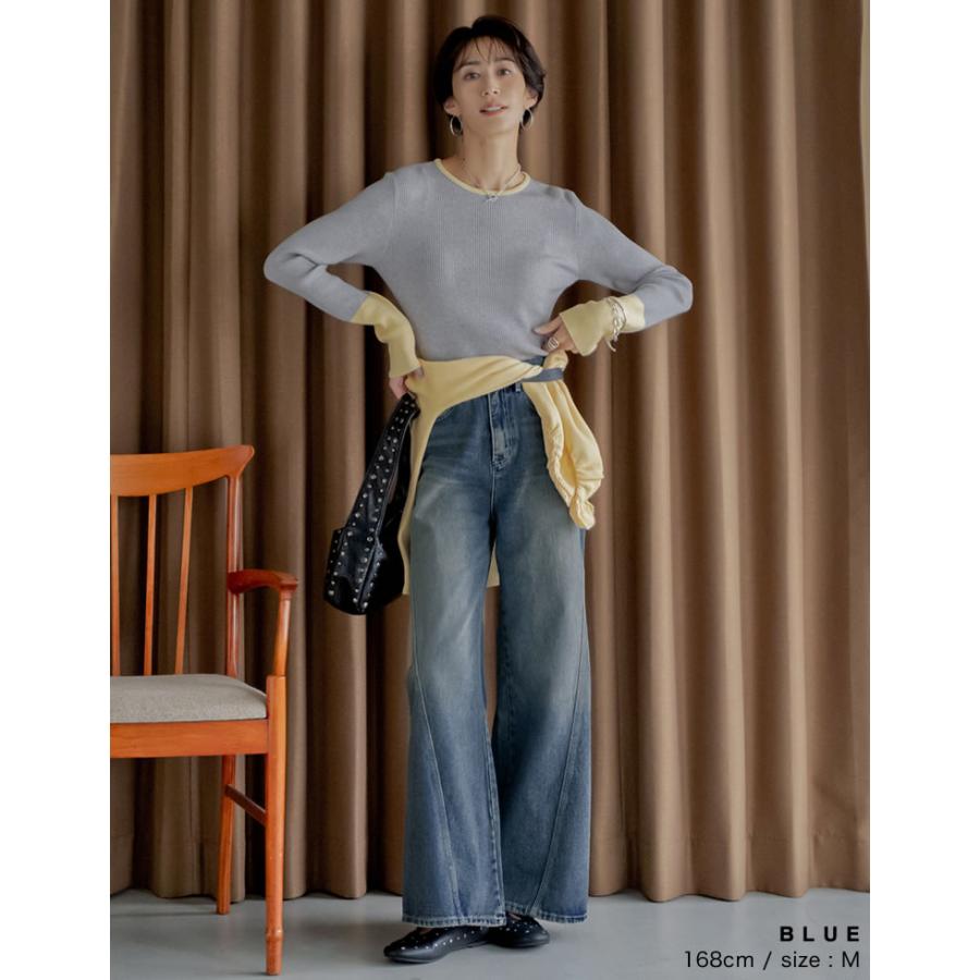 Re:EDIT（リエディ） デニム パンツ ワイド レディース 2色 低身長 高